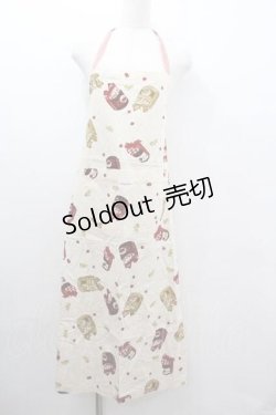 画像1: WONDERFUL WORLD / ジャム柄エプロン&アームカバーセット  アイボリーＸ赤 I-26-01-15-097-LO-ZA-SA-ZI