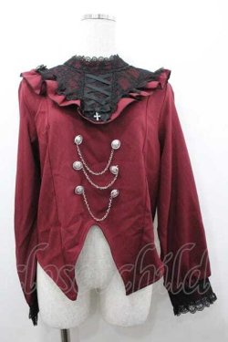 画像1: DearMyLove / ハイネックレース切替長袖ブラウス 3L ボルドーＸ黒 I-26-01-15-013-EL-BL-SA-ZI