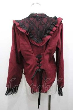 画像3: DearMyLove / ハイネックレース切替長袖ブラウス 3L ボルドーＸ黒 I-26-01-15-013-EL-BL-SA-ZI
