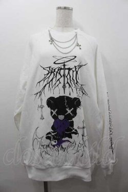 画像1: Amilige / Bear who lost loveプリントスウェット  白Ｘ黒Ｘ紫Ｘシルバー I-26-01-15-015-PU-TO-SA-ZI