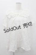 WONDERFUL WORLD / ピコフリル衿半袖ブラウス  白 I-26-01-15-021-LO-BL-SA-ZI