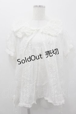 画像1: WONDERFUL WORLD / ピコフリル衿半袖ブラウス  白 I-26-01-15-021-LO-BL-SA-ZI
