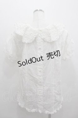 画像2: WONDERFUL WORLD / ピコフリル衿半袖ブラウス  白 I-26-01-15-021-LO-BL-SA-ZI