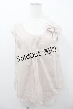 画像1: WONDERFUL WORLD / フロントピンタックリボンノースリーブブラウス  ピンク I-26-01-15-022-LO-BL-SA-ZI