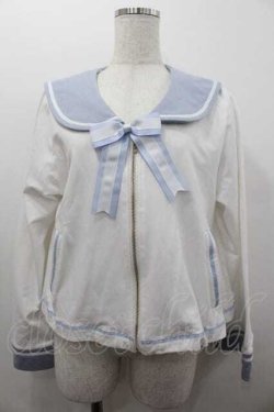 画像1: Amavel / Future Marine　セーラーポンチョパーカー F 白×サックス I-26-01-15-003-CA-BL-TE-ZI