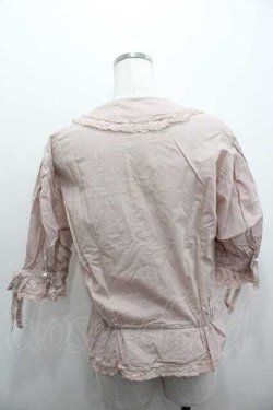 画像2: PINK HOUSE / フロントリボンピンタック半袖ブラウス  ピンク I-26-01-15-023-LO-BL-SA-ZI