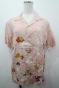PINK HOUSE / 桜扇うさぎ柄開襟シャツ L ピンク I-26-01-15-025-LO-BL-SA-ZI
