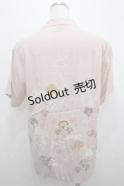 画像2: PINK HOUSE / 桜扇うさぎ柄開襟シャツ L ピンク I-26-01-15-025-LO-BL-SA-ZI