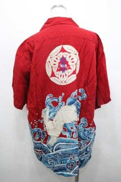 画像2: Karl Helmut / うさぎさん波半袖シャツ  赤Ｘ青 I-26-01-15-026-EL-BL-SA-ZI