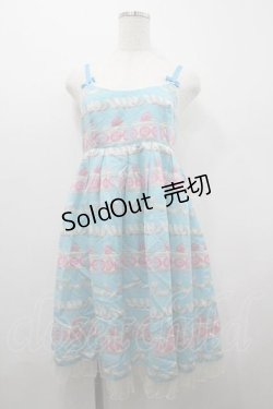 画像1: Emily Temple cute / ケーキ＆クリームノースリーブワンピース  サックス I-26-01-15-032-ET-OP-SA-ZI