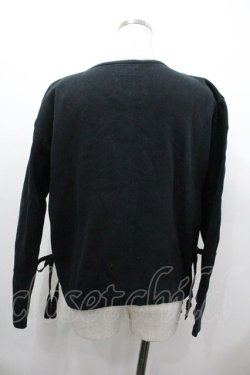 画像2: PINK HOUSE / ロゴプリントスナップボタンカーディガン  黒Ｘ白 I-26-01-18-037-LO-TO-SA-ZI