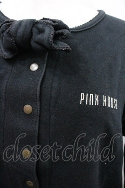 画像3: PINK HOUSE / ロゴプリントスナップボタンカーディガン  黒Ｘ白 I-26-01-18-037-LO-TO-SA-ZI