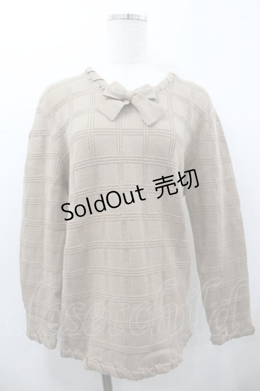 画像1: INGEBORG / チェックリボンニットトップス  ブラウン　　 I-26-01-18-039-LO-TO-SA-ZI (1)