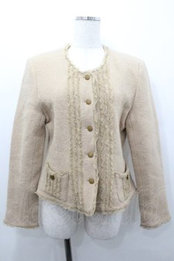 画像1: WONDERFUL WORLD / チュールフリルノーカラージャケット  ベージュ I-26-01-18-046-LO-JA-SA-ZI