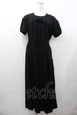 画像1: PINK HOUSE / 半袖プリーツワンピース  ブラック I-26-01-18-054-LO-OP-SA-ZI