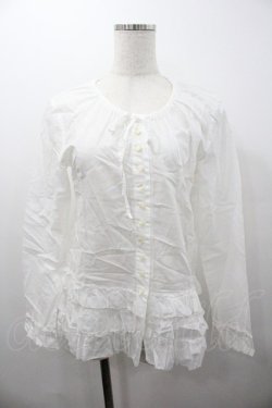 画像1: PINK HOUSE / 裾3段フリル長袖ブラウス  ホワイト I-26-01-18-009-LO-BL-SA-ZI