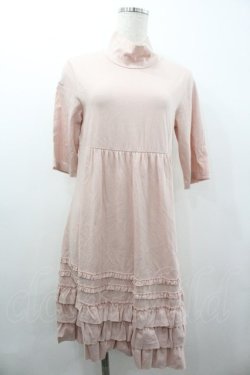 画像1: PINK HOUSE / 裾ピコフリル半袖ハイネックチュニックカットソー  ピンク I-26-01-18-062-LO-TO-SA-ZI