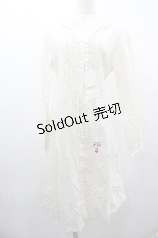 画像1: PINK HOUSE / フリルロングシャツワンピース  キナリ I-26-01-18-063-LO-OP-SA-ZS (1)