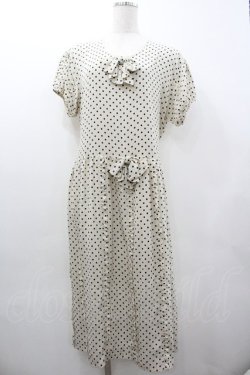 画像1: PINK HOUSE / ドット&リボン半袖ワンピース  白Ｘ黒 I-26-01-18-065-LO-OP-SA-ZI