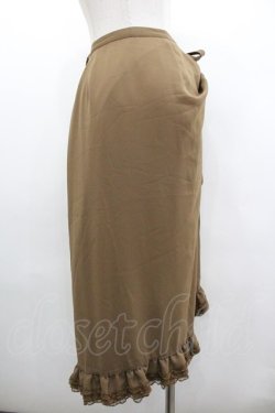 画像2: KANEKO ISAO / たくし上げリボン付き裾レースフリルスカート  カーキ I-26-01-18-068-EL-SK-SA-ZI