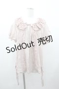 WONDERFUL WORLD / ピコフリル襟半袖ブラウス  ピンク I-26-01-18-011-LO-BL-SA-ZI