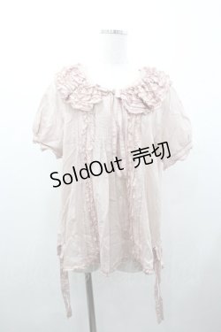 画像1: WONDERFUL WORLD / ピコフリル襟半袖ブラウス  ピンク I-26-01-18-011-LO-BL-SA-ZI