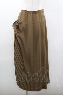 画像1: KANEKO ISAO / たくし上げリボン付きプリーツスカート  ベージュ I-26-01-18-088-EL-SK-SA-ZI