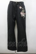 INGEBORG / パンツ  ローズ刺繍黒デニム I-26-01-18-103-0-PA-SA-ZI