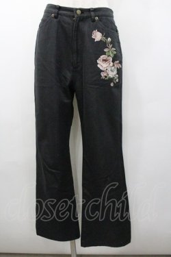 画像1: INGEBORG / パンツ  ローズ刺繍黒デニム I-26-01-18-103-0-PA-SA-ZI