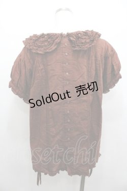 画像2: WONDERFUL WORLD / ピコフリル襟半袖ブラウス  ブラウン I-26-01-18-020-LO-BL-SA-ZI