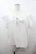 PINK HOUSE / フロントリボン半袖シフォンブラウス  白 I-26-01-18-022-LO-BL-SA-ZI