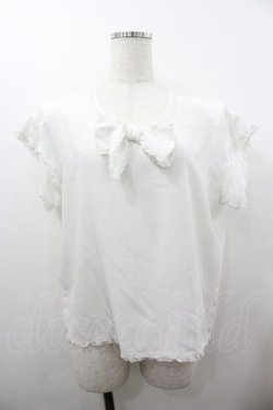 画像1: PINK HOUSE / フロントリボン半袖シフォンブラウス  白 I-26-01-18-022-LO-BL-SA-ZI