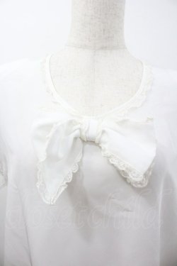 画像3: PINK HOUSE / フロントリボン半袖シフォンブラウス  白 I-26-01-18-022-LO-BL-SA-ZI