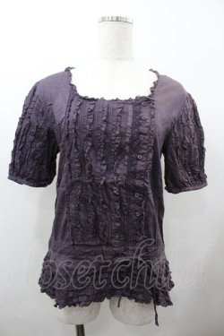 画像1: PINK HOUSE / スクウェアネック半袖ブラウス  パープル I-26-01-18-023-LO-BL-SA-ZI