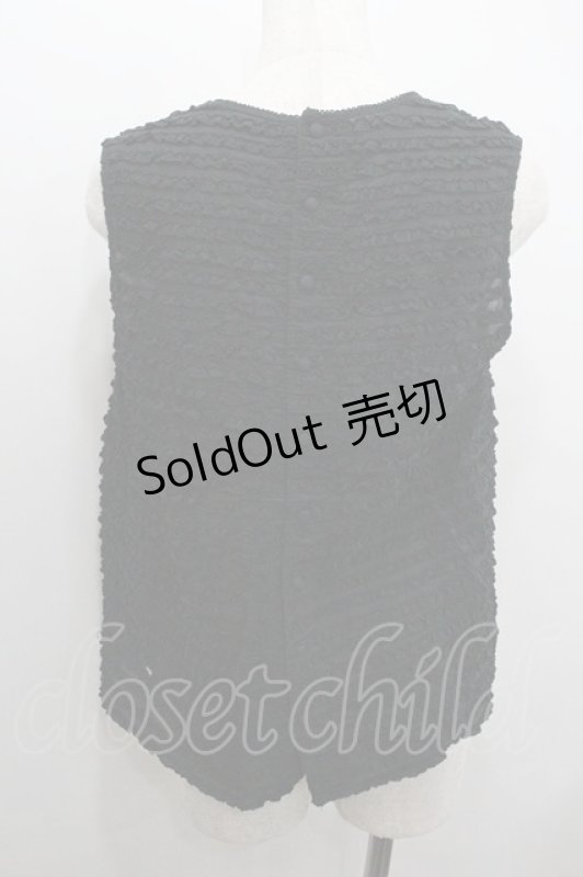 画像2: WONDERFUL WORLD / ピコフリルノースリーブブラウス  ブラック I-26-01-18-003-LO-BL-SA-ZI (2)