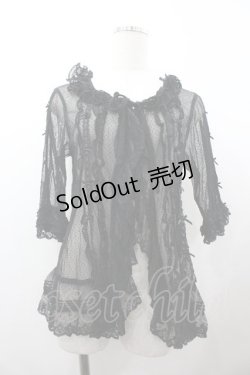 画像1: PINK HOUSE / チュールフリルハシゴレースオーバーブラウス  ブラック I-26-01-18-025-LO-BL-SA-ZI