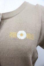 画像3: PINK HOUSE / 雛菊ロゴ刺繍半袖ニットカーディガン  ブラウン I-26-01-18-027-LO-TO-SA-ZI (3)
