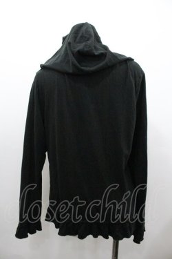 画像2: PINK HOUSE / フラワーモチーフフード付きフリルカーディガン 4(L) ブラック I-26-01-18-032-LO-TO-SA-ZI