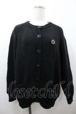 画像1: PINK HOUSE / まるワッペンニットカーディガン  黒 I-26-01-18-035-LO-TO-SA-ZI