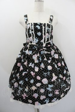 画像1: Angelic Pretty / オリジナル柄ジャンパースカート(2010年福袋)  ブラック I-26-01-20-038-AP-OP-SA-ZI