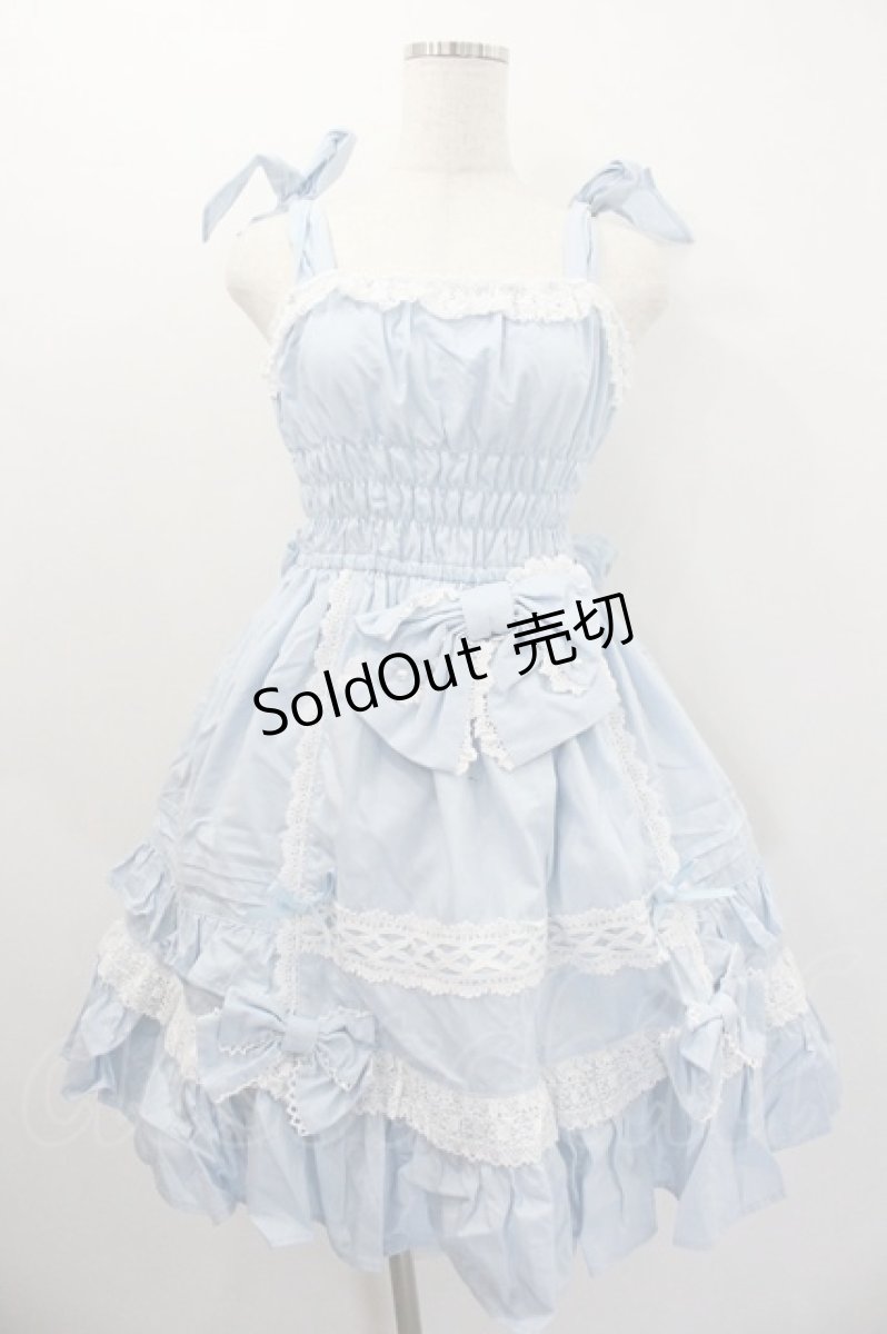 画像1: Angelic Pretty / リボンシャーリングジャンパースカート  サックス I-26-01-20-041-AP-OP-SA-ZI (1)