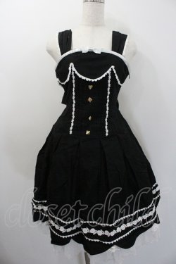 画像1: ALICE and the PIRATES /  トランプクイーンジャンパースカート  ブラック×ホワイト I-26-01-20-042-PA-OP-SA-ZI