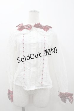 画像1: BABY,THE STARS SHINE BRIGHT / MY ANNIVERSARYリボンリボンブラウス  白Ｘ赤 I-26-01-20-005-BA-BL-SA-ZI