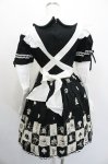 画像4: BABY,THE STARS SHINE BRIGHT / チェス柄アリスのカフェワンピース  黒Ｘ白 I-26-01-20-043-BA-OP-SA-ZI (4)