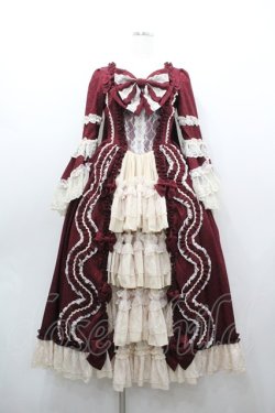 画像1: Henrietta / ロマンチックサロンロココ調ゴージャスワンピース 0 ボルドー I-26-01-20-051-EL-OP-SA-ZI