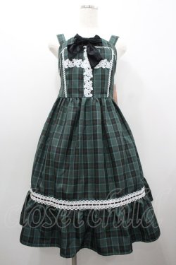 画像1: Eri Aino's collaboration / TTAINリボンレースジャンパースカート L グリーンチェック I-26-01-20-054-EL-OP-SA-ZI
