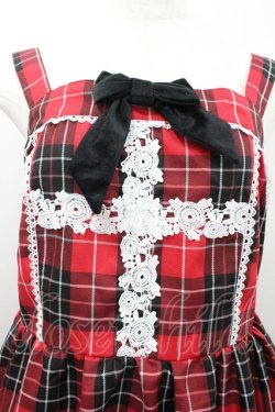 画像3: Eri Aino's collaboration / TTAINリボンレースジャンパースカート L 赤チェック I-26-01-20-055-EL-OP-SA-ZI