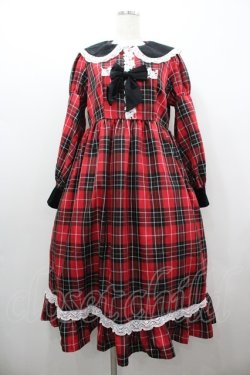 画像1: Eri Aino's collaboration / TTAINベロアリボンOP シャーロットの水曜日 ワンピース L 赤チェック I-26-01-20-056-EL-OP-SA-ZI