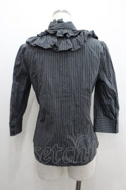 画像2: ALICE and the PIRATES / ピンストライプ七分袖ブラウス  黒 I-26-01-20-006-PA-BL-SA-ZI