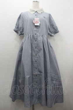 画像1: m petit by misako / ストライプワンピース LL 中青 I-26-01-20-061-LO-OP-SA-ZI